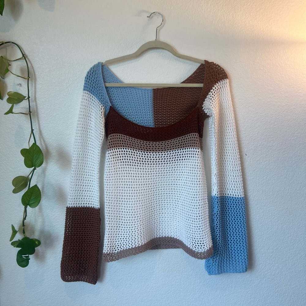Knit multicolor long sleeve 💙🤎